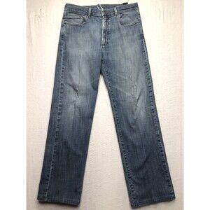 ZEGNA SPORT 301 Jean Men 34(34x30) Straight Stretch Light Wash Distressed Y2K